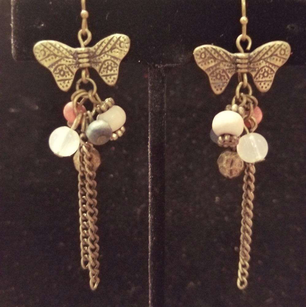 Bronze butterfly earrings
